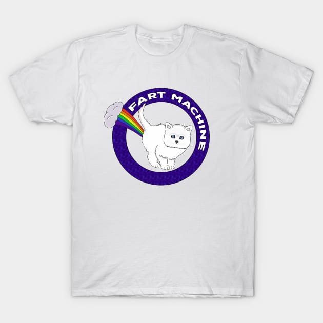 Fart Machine - Funny Cat Rainbow T-Shirt by DiegoCarvalho